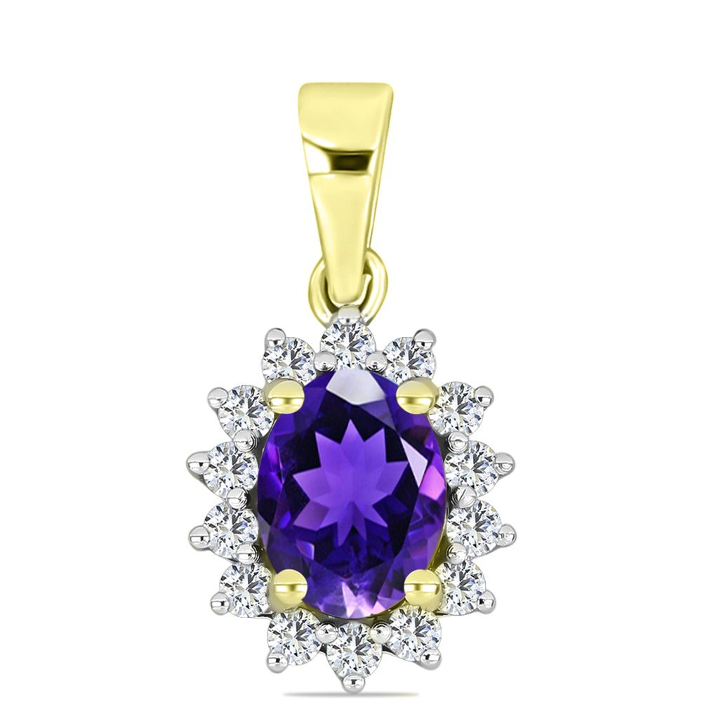 Goldplattierter Silberanhänger mit marokkanischem Amethyst und weißem Topas