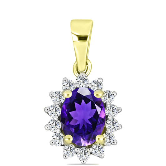 Goldplattierter Silberanhänger mit marokkanischem Amethyst und weißem Topas