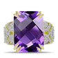 Goldplattierter Silberring mit marokkanischem Amethyst und weißem Topas