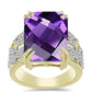 Goldplattierter Silberring mit marokkanischem Amethyst und weißem Topas