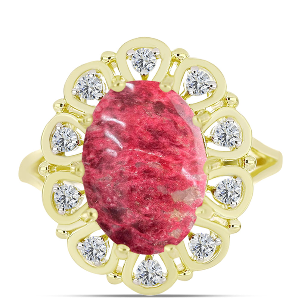 Goldplattierter Silberring mit Thulit und weißem Topas