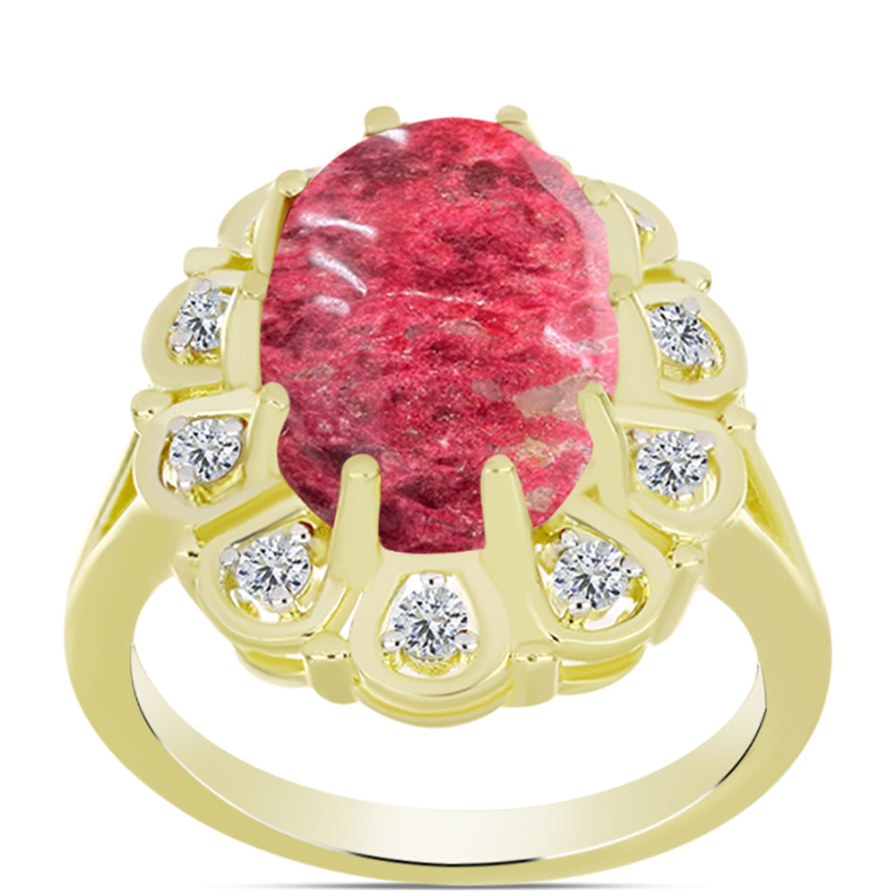 Goldplattierter Silberring mit Thulit und weißem Topas 3 