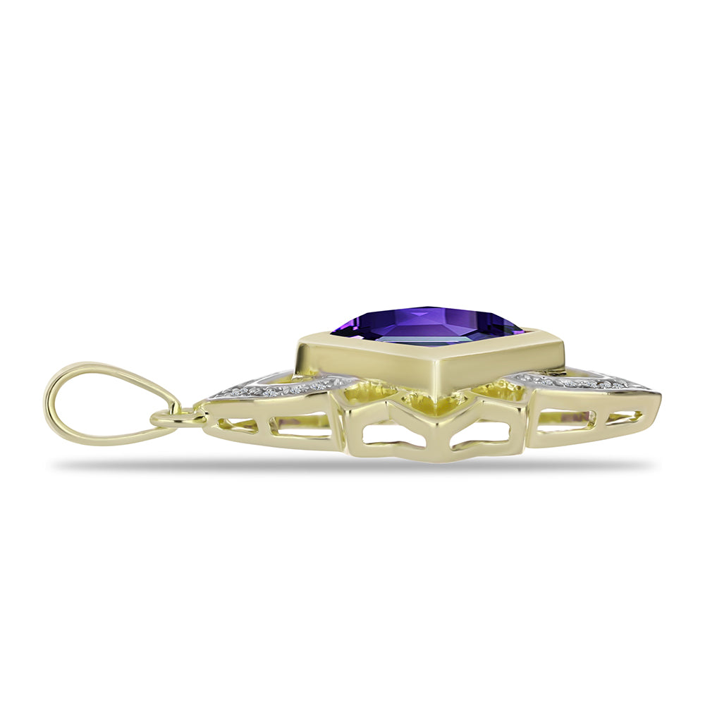 Goldplattierter Silberanhänger mit marokkanischem Amethyst und weißem Topas 2 