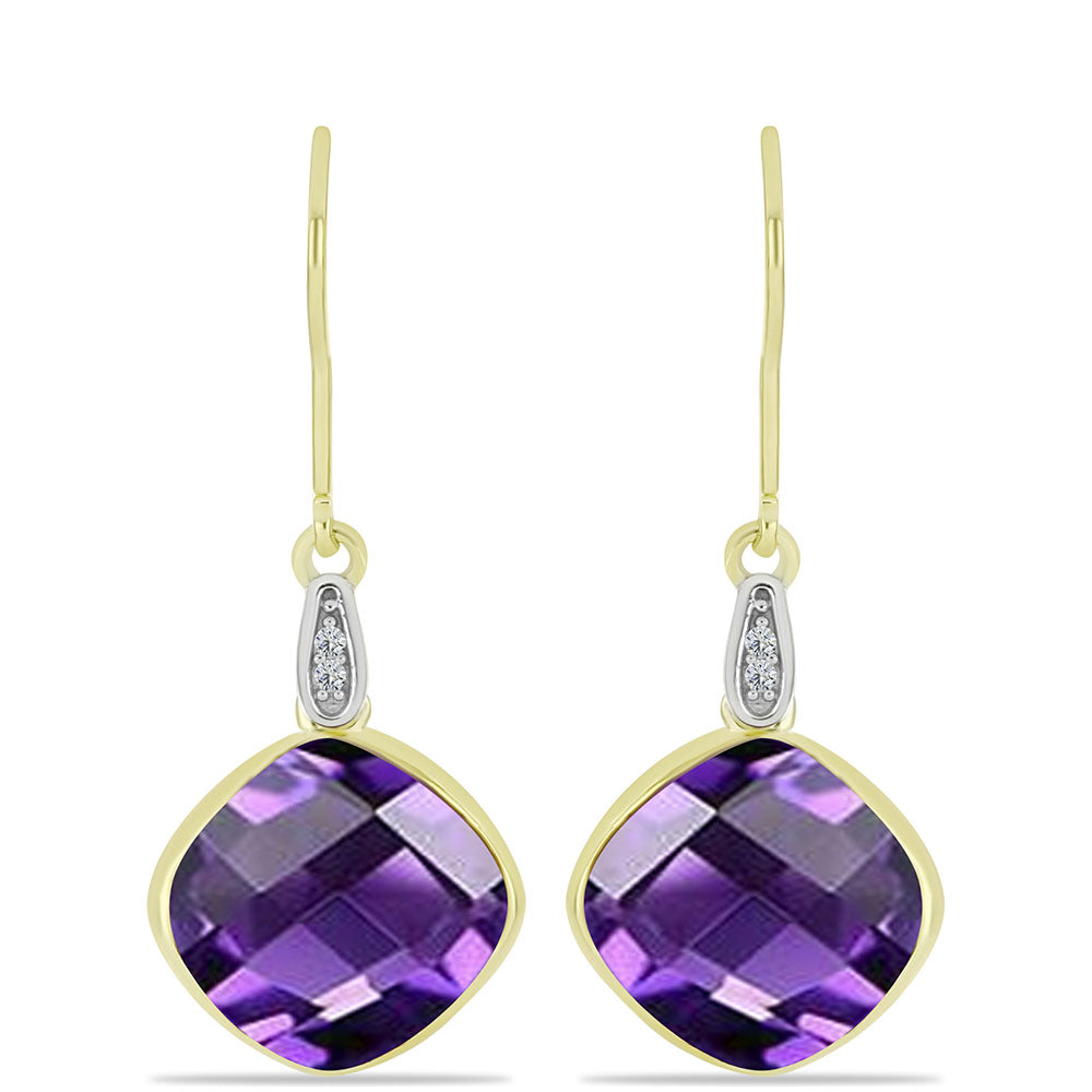 Goldplattierte Silberohrringe mit marokkanischem Amethyst und weißem Topas 1 