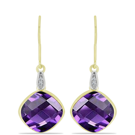 Goldplattierte Silberohrringe mit marokkanischem Amethyst und weißem Topas