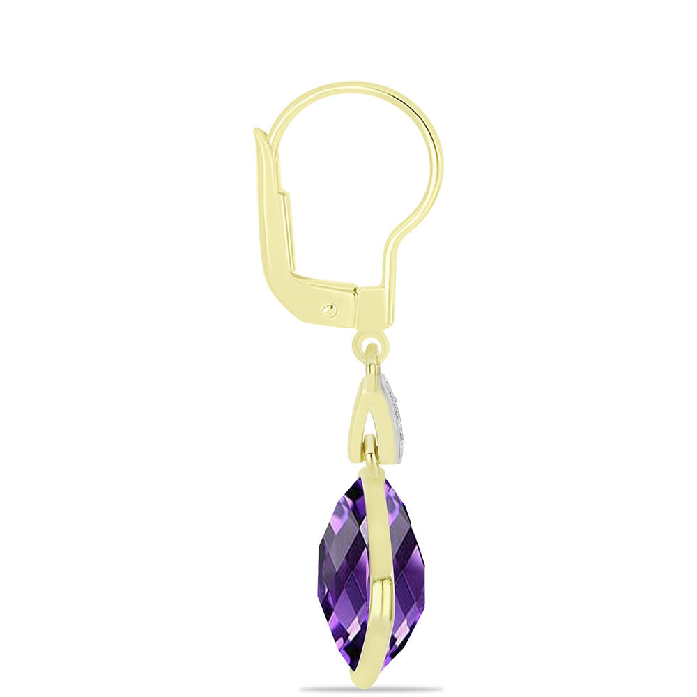 Goldplattierte Silberohrringe mit marokkanischem Amethyst und weißem Topas 2 