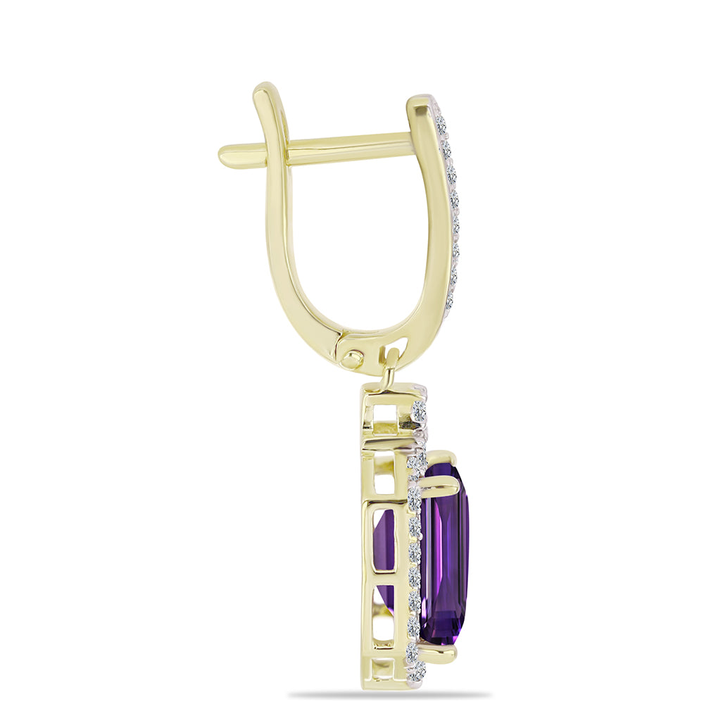 Goldplattierte Silberohrringe mit marokkanischem Amethyst und weißem Topas
