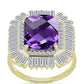 Goldplattierter Silberring mit marokkanischem Amethyst und weißem Zirkon