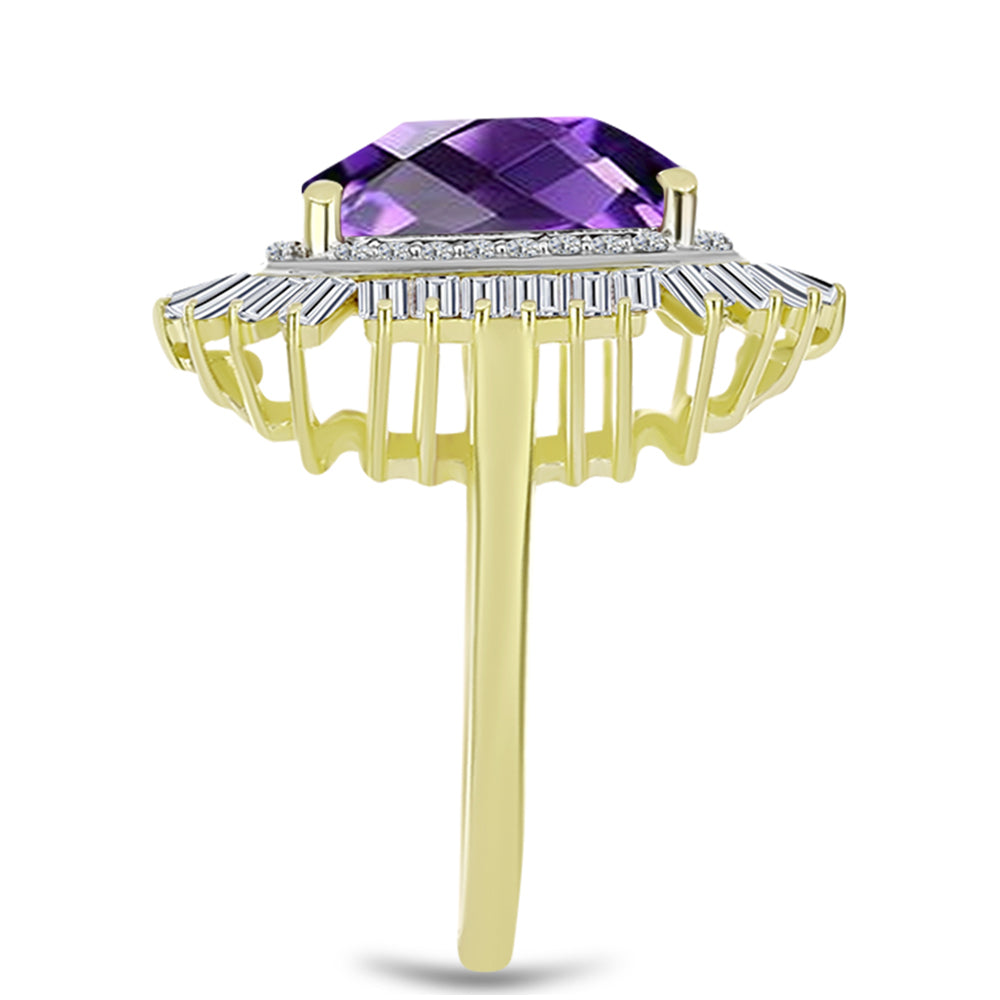 Goldplattierter Silberring mit marokkanischem Amethyst und weißem Zirkon 4 
