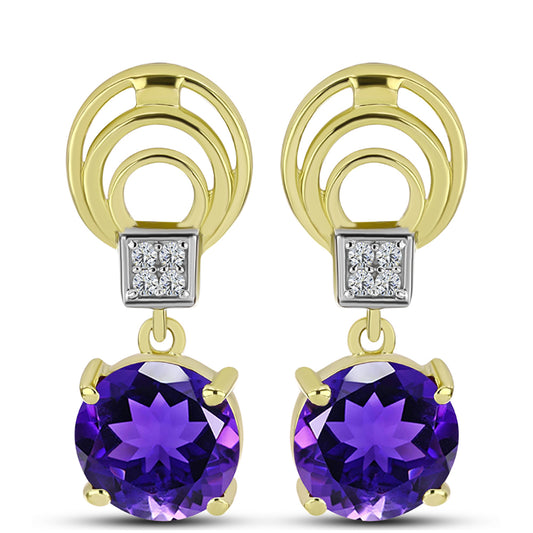 Goldplattierte Silberohrringe mit marokkanischem Amethyst und weißem Topas