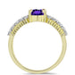Goldplattierter Silberring mit marokkanischem Amethyst und weißem Topas