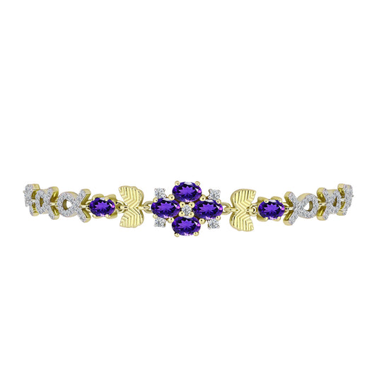 Goldplattiertes Silberarmband mit marokkanischem Amethyst und weißem Topas