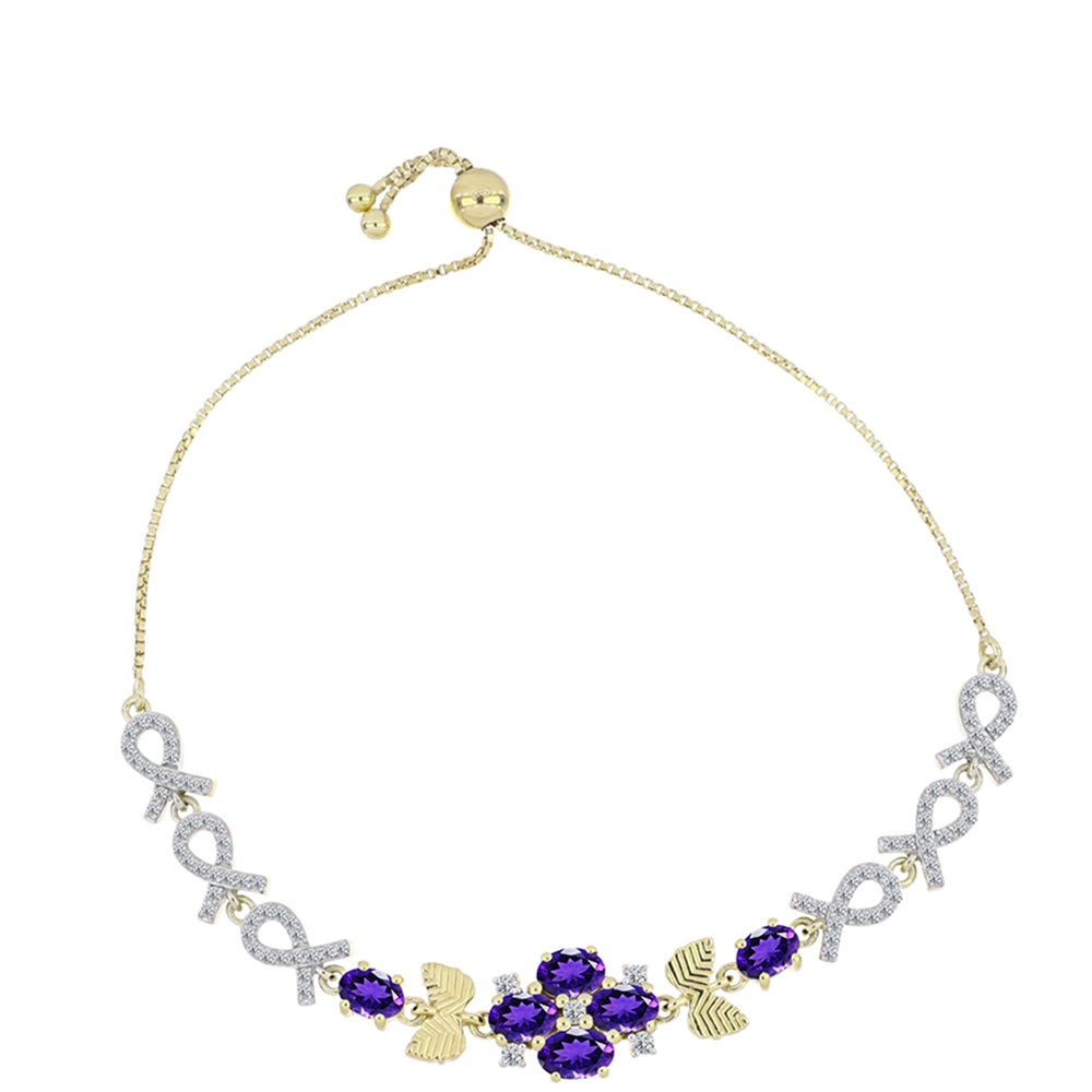 Goldplattiertes Silberarmband mit marokkanischem Amethyst und weißem Topas