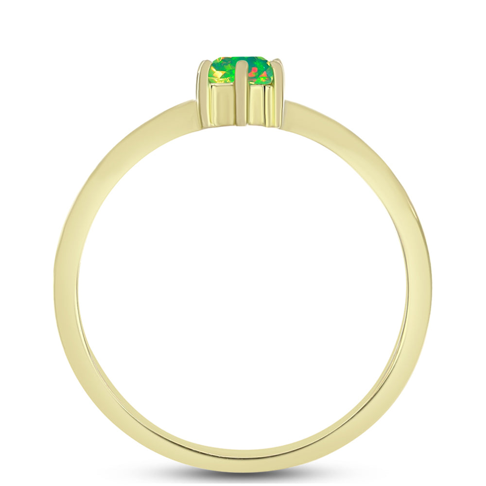 Goldplattierter Silberring mit grünem äthiopischem Opal aus Lega Dembi 2 