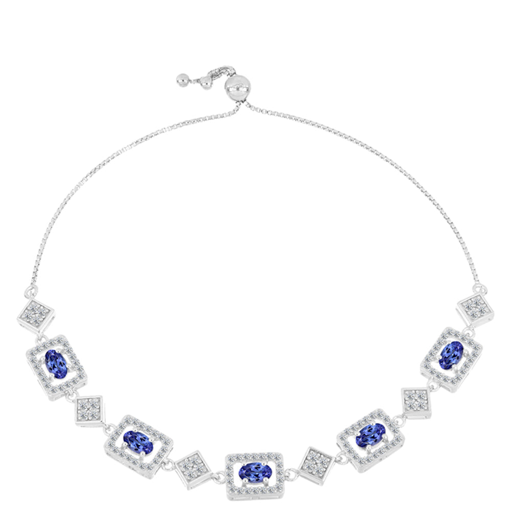 Silberarmband mit Tansanit - Klasse AAA und weißem Topas 1 