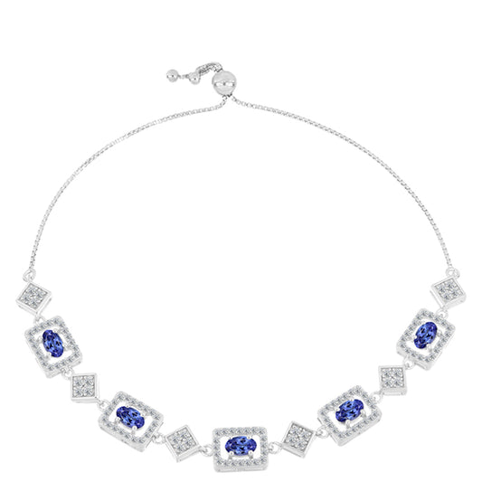 Silberarmband mit Tansanit - Klasse AAA und weißem Topas