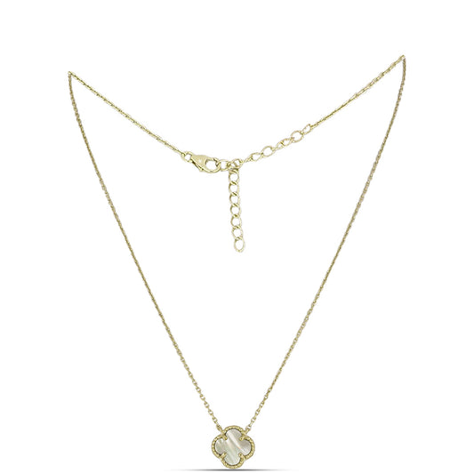 Goldplattierte Silberhalskette mit Perlmutt