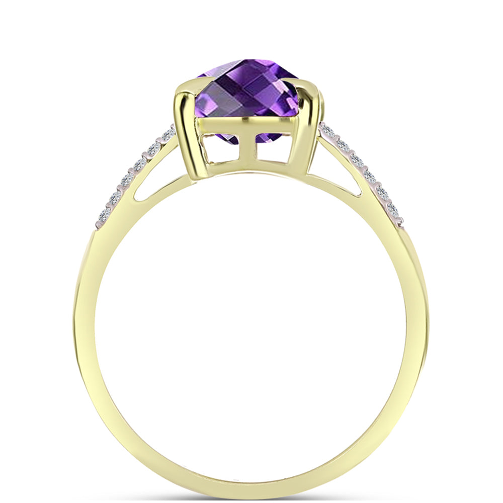 Goldplattierter Silberring mit marokkanischem Amethyst und weißem Topas
