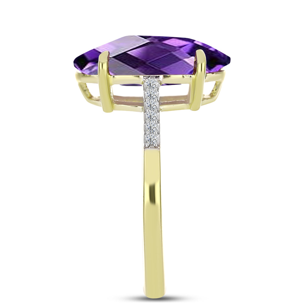 Goldplattierter Silberring mit marokkanischem Amethyst und weißem Topas
