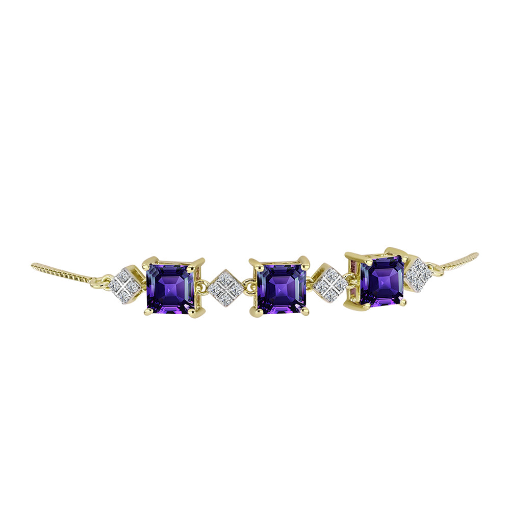 Goldplattiertes Silberarmband mit marokkanischem Amethyst und weißem Topas 2 