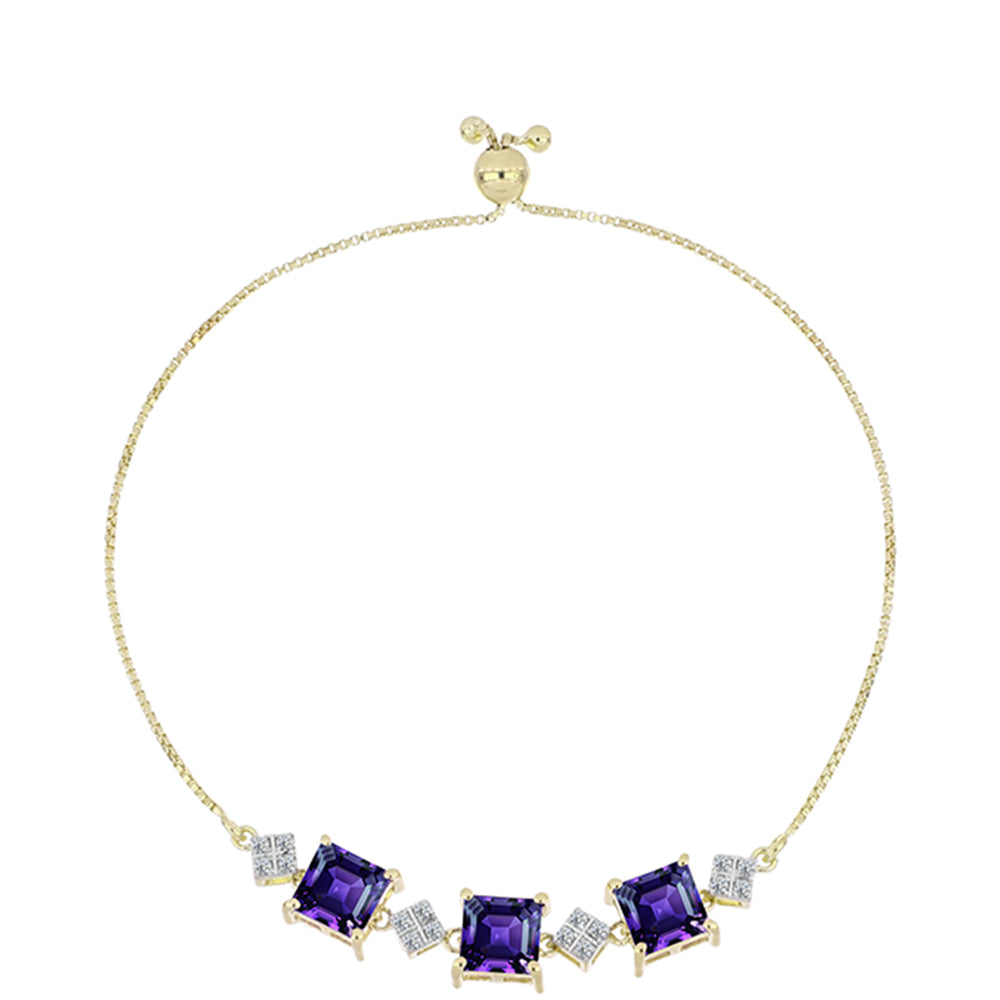 Goldplattiertes Silberarmband mit marokkanischem Amethyst und weißem Topas