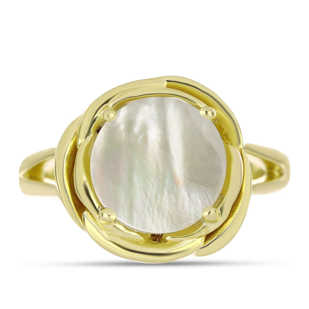 Goldplattierter Silberring mit Perlmutt