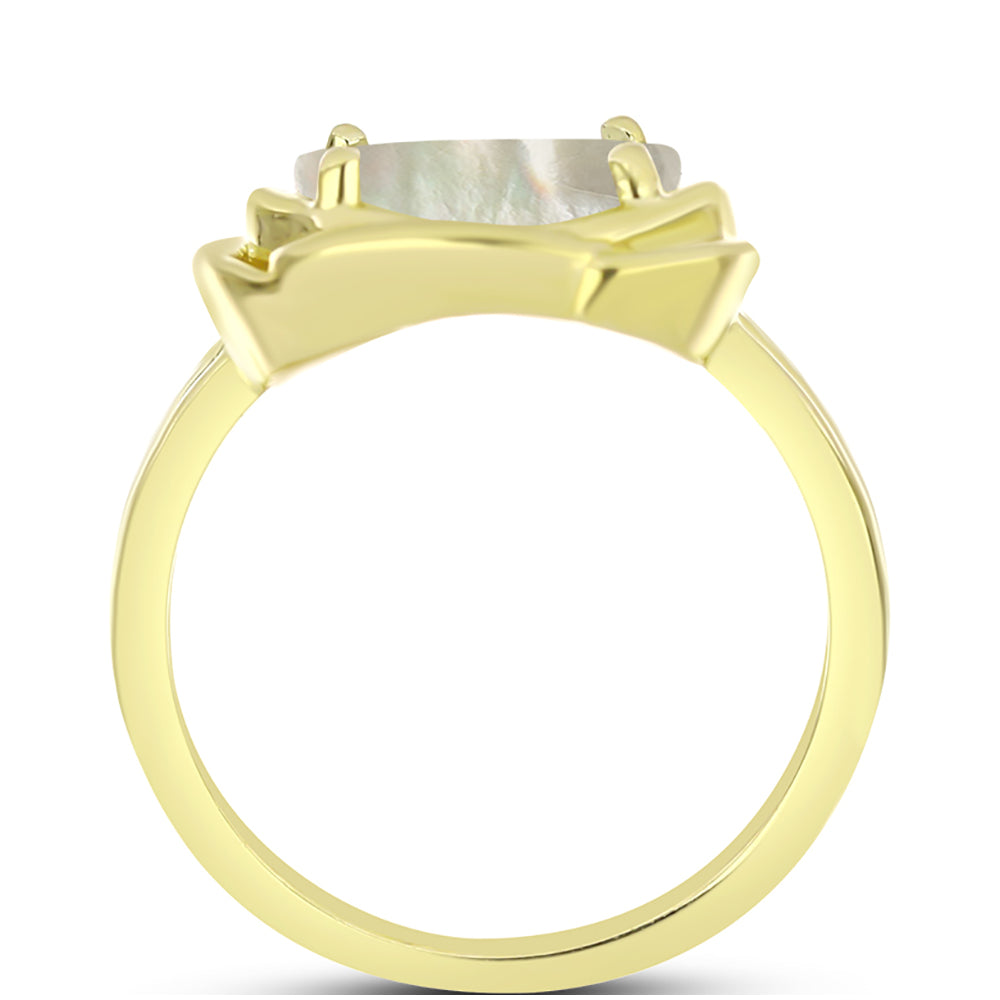 Goldplattierter Silberring mit Perlmutt