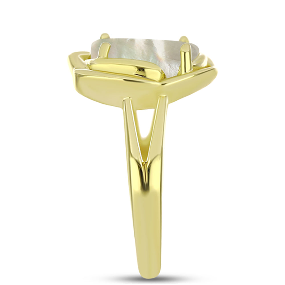 Goldplattierter Silberring mit Perlmutt
