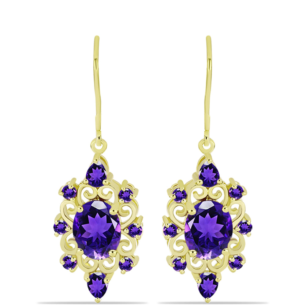 Goldplattierte Silberohrringe mit marokkanischem Amethyst