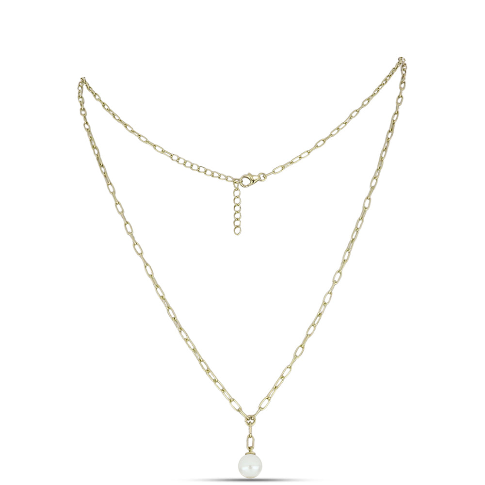 Goldplattierte Silberhalskette mit Perlmutt