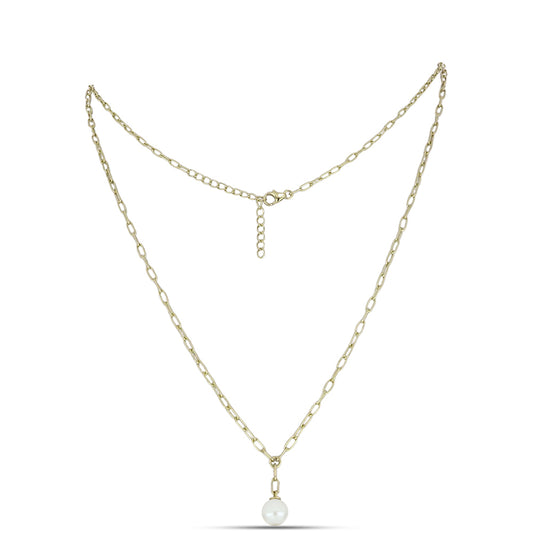 Goldplattierte Silberhalskette mit Perlmutt