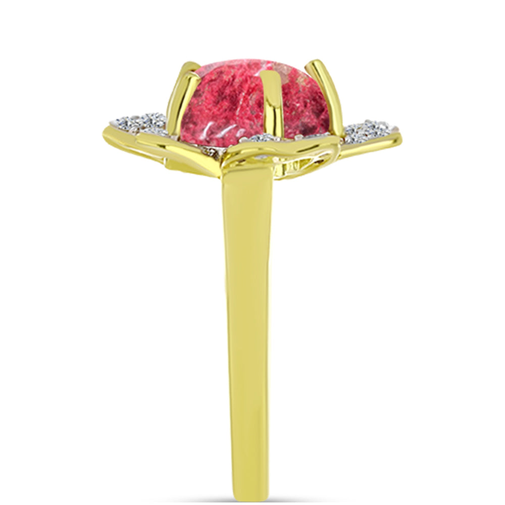 Goldplattierter Silberring mit Thulit und weißem Topas 4 