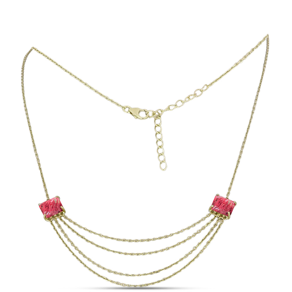 Goldplattierte Silberhalskette mit Thulit 1 