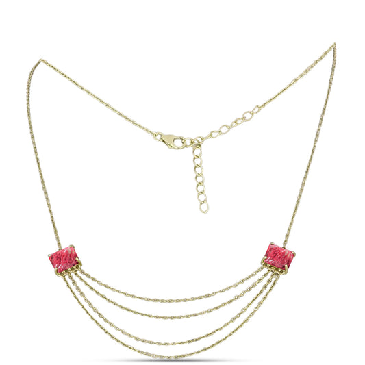Goldplattierte Silberhalskette mit Thulit