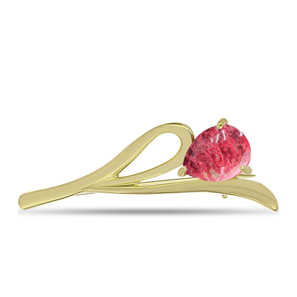 Goldplattierte Silberbrosche mit Thulit 1 