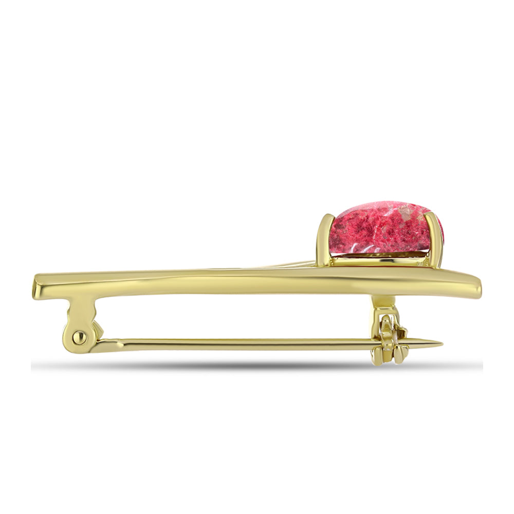 Goldplattierte Silberbrosche mit Thulit 2 