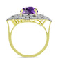 Goldplattierter Silberring mit marokkanischem Amethyst und weißem Topas
