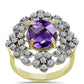 Goldplattierter Silberring mit marokkanischem Amethyst und weißem Topas