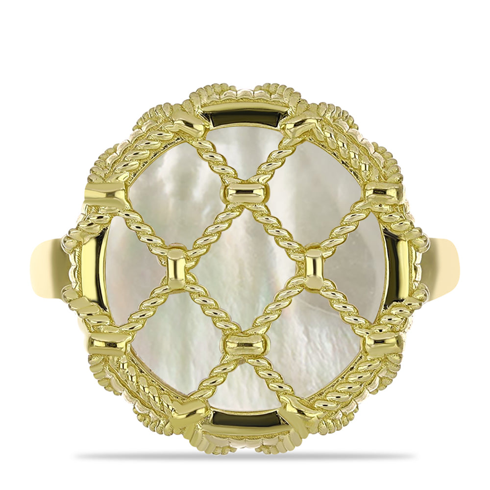 Goldplattierter Silberring mit Perlmutt 1 