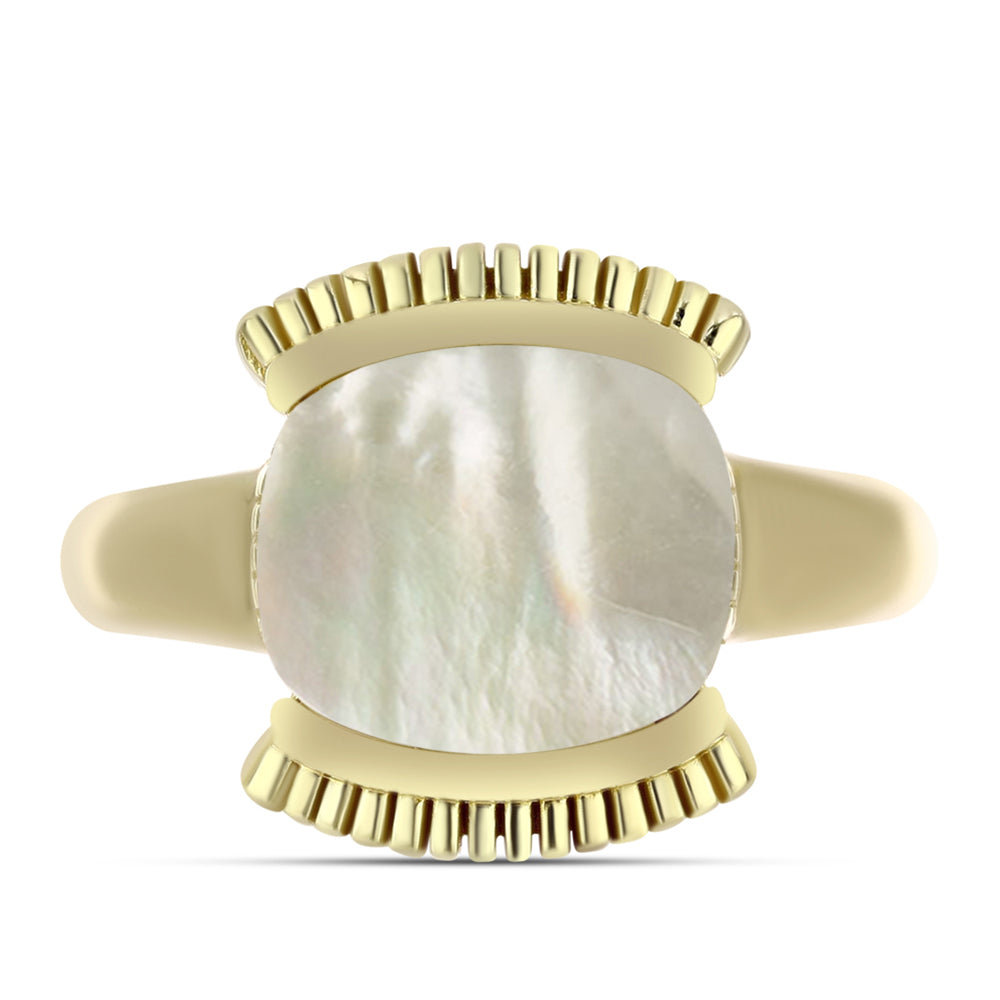 Goldplattierter Silberring mit Perlmutt