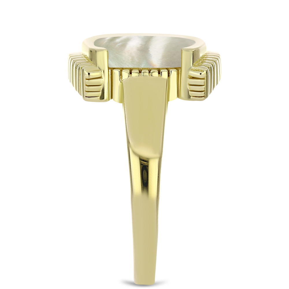 Goldplattierter Silberring mit Perlmutt