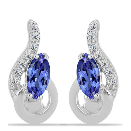Silberohrringe mit Tansanit - Klasse AAA und weißem Topas