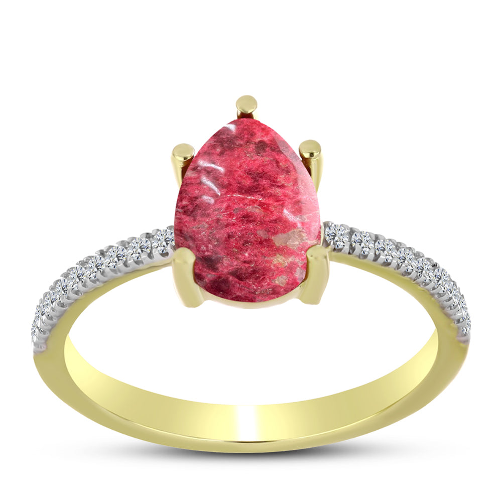 Goldplattierter Silberring mit Thulit und weißem Topas