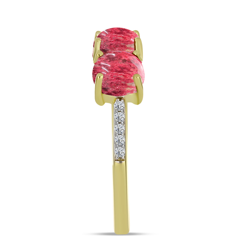Goldplattierter Silberring mit Thulit und weißem Topas 4 