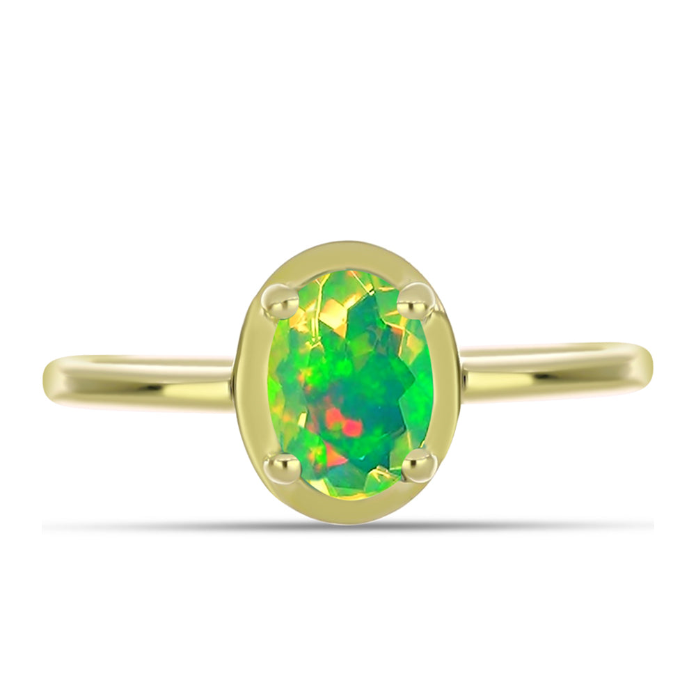 Goldplattierter Silberring mit grünem äthiopischem Opal aus Lega Dembi 1 