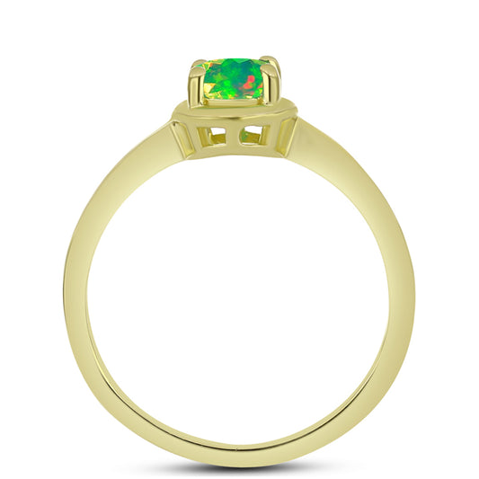 Goldplattierter Silberring mit grünem äthiopischem Opal aus Lega Dembi