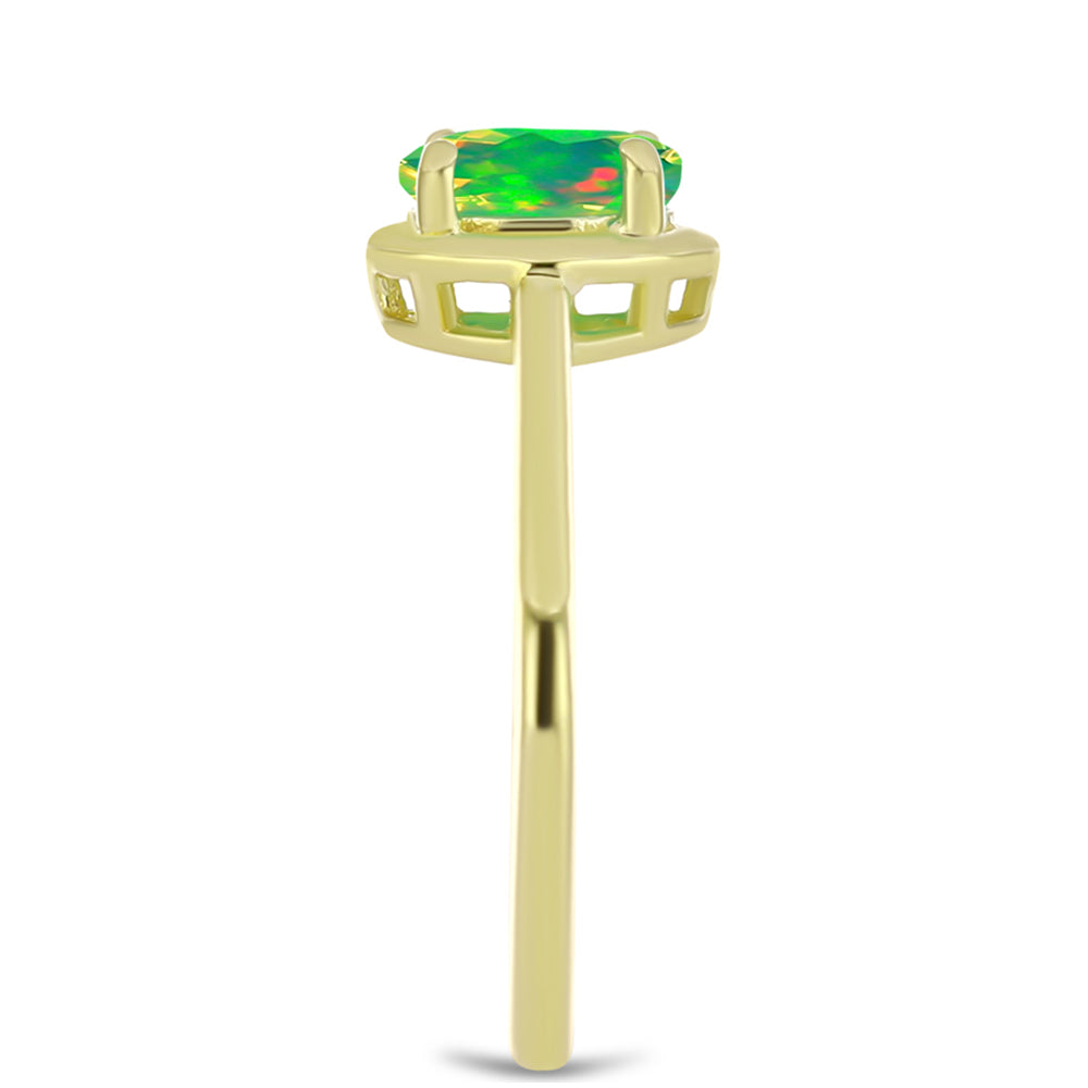 Goldplattierter Silberring mit grünem äthiopischem Opal aus Lega Dembi