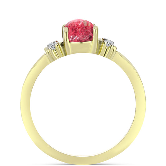 Goldplattierter Silberring mit Thulit und weißem Topas