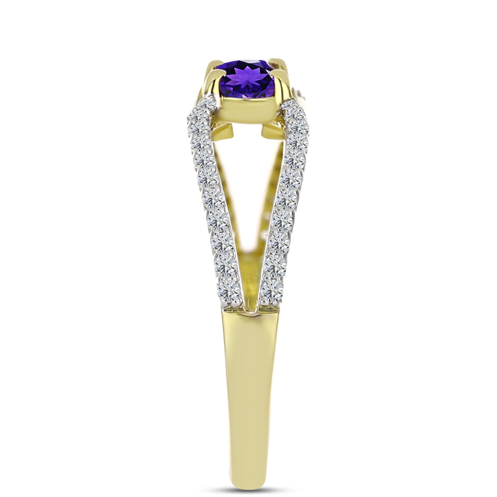 Goldplattierter Silberring mit marokkanischem Amethyst und weißem Topas 4 