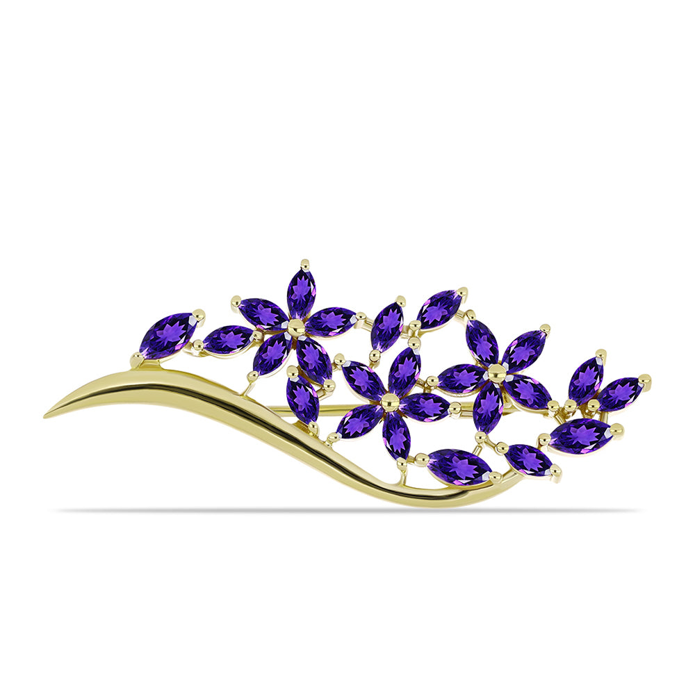 Goldplattierte Silberbrosche mit marokkanischem Amethyst 1 